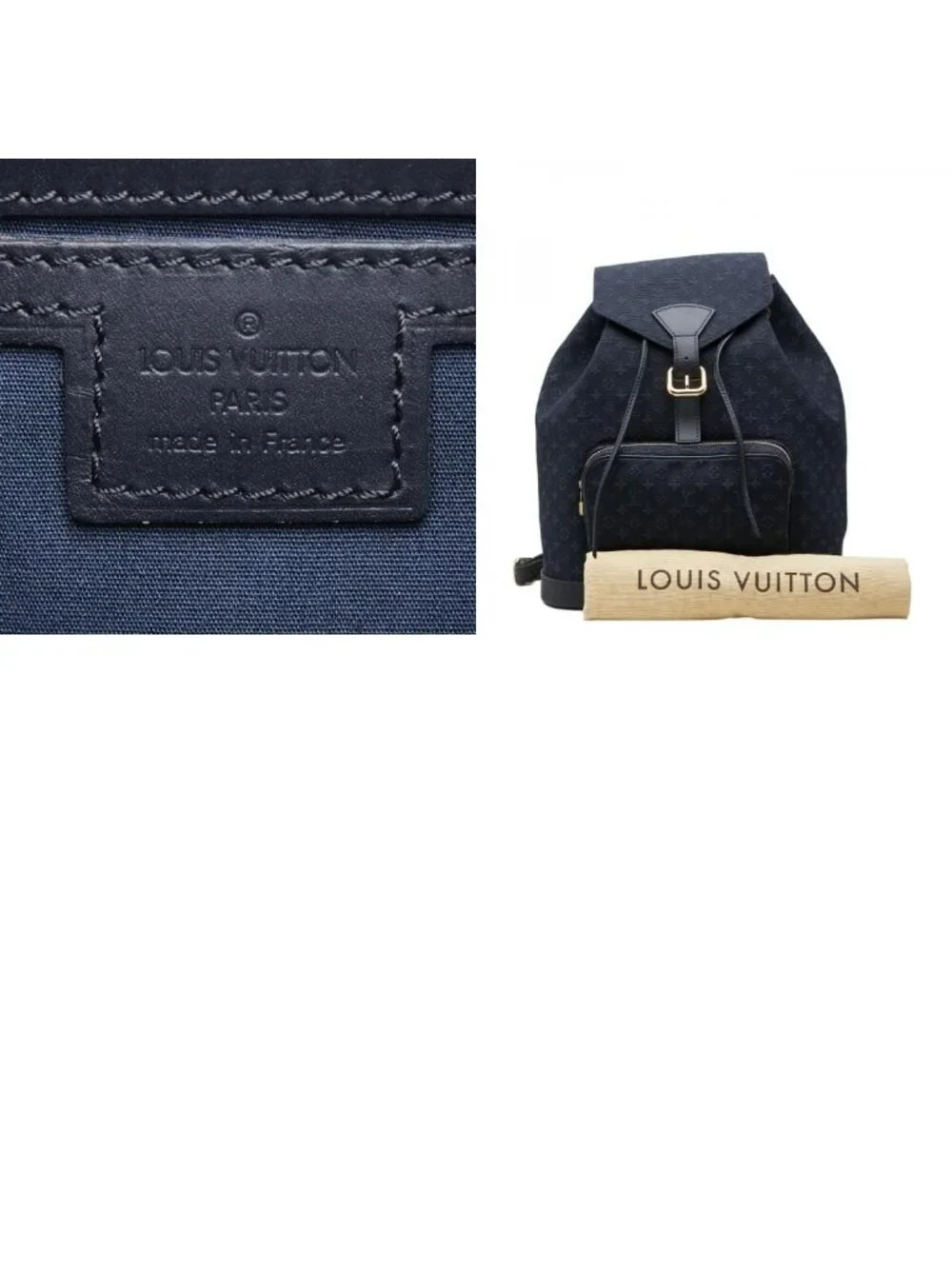 Louis Vuitton Monogram Mini Montsouris GM Backpack Navy Canvas Leather